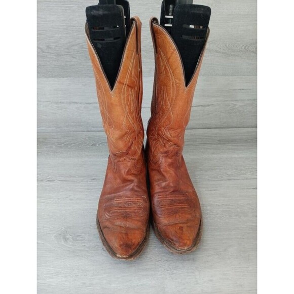 Justin 2497 Men's 10D Brown Leather Western Cowboy Boots USA Made Classic Rodeo - Picture 2 of 10